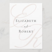 Elegantes Minimalistisches Beige Monogram Wedding  Programm (Vorderseite)