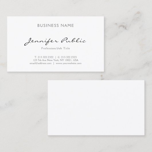 Elegantes Minimalistisches Beruflich Modernes Einf Visitenkarte (Vorne/Hinten)