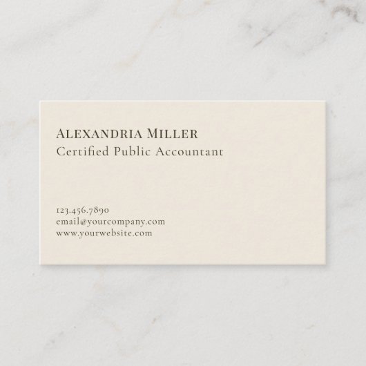 Elegantes Minimalistisches Beruflich Visitenkarte (Vorderseite)