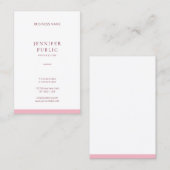 Elegantes Minimalistisches Berufliches Rosa Modern Visitenkarte (Vorne/Hinten)