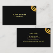 Elegantes Minimalistisches Black & Gold Metallic Visitenkarte (Vorne/Hinten)