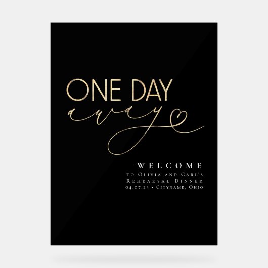 Elegantes Minimalistisches Black Probe Dinner Will Acrylschild (Vorderseite)