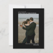Elegantes Minimalistisches Black Vertical Foto Save The Date (Vorderseite)