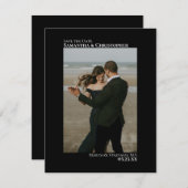 Elegantes Minimalistisches Black Vertical Foto Save The Date (Vorne/Hinten)