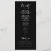 Elegantes Minimalistisches Black Wedding Ceremony  Menükarte (Rückseite)