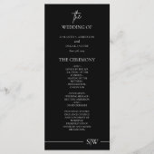 Elegantes Minimalistisches Black Wedding Ceremony  Menükarte (Vorderseite)