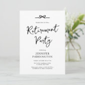 Elegantes Minimalistisches Black & White Retiremen Einladung (Stehend Vorderseite)