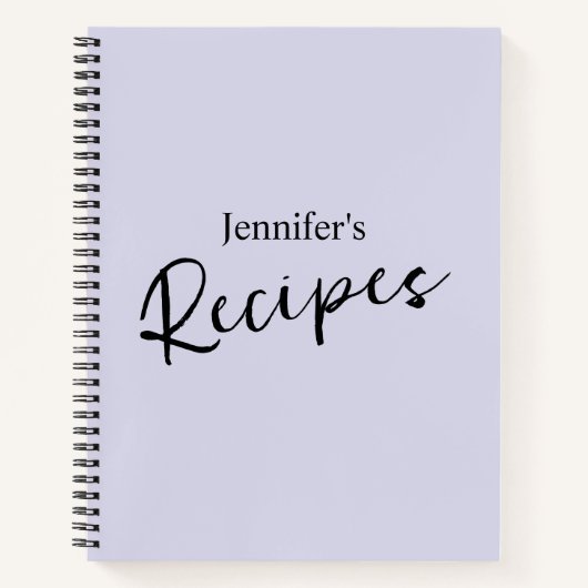 Elegantes Minimalistisches, blasses Lila Rezept Notizblock (Vorderseite)
