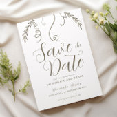 Elegantes Minimalistisches Blätter Hochzeit Save The Date