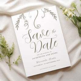 Elegantes Minimalistisches Blätter Hochzeit Save The Date