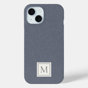 Elegantes minimalistisches blau-graues Kunstleinen Case-Mate iPhone Hülle