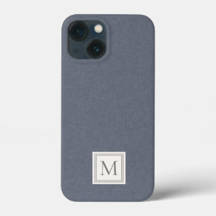 Elegantes minimalistisches blau-graues Kunstleinen Case-Mate iPhone Hülle