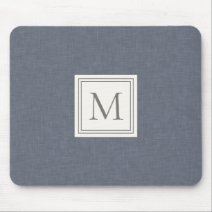 Elegantes minimalistisches blau-graues Kunstleinen Mousepad