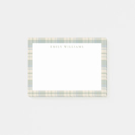 Elegantes minimalistisches blau-grün kariertes Des Post-it Klebezettel