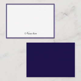 Elegantes minimalistisches Blau- und Weiß-Doppelra Mitteilungskarte