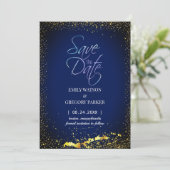 Elegantes, minimalistisches blaues Gold Save the D Date (Stehend Vorderseite)