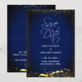 Elegantes, minimalistisches blaues Gold Save the D Date (Vorne/Hinten)