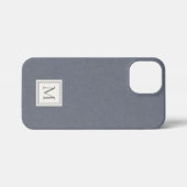 Elegantes Minimalistisches blaugraues Imitat Linen iPhone Hülle (Rückseite (Horizontal))