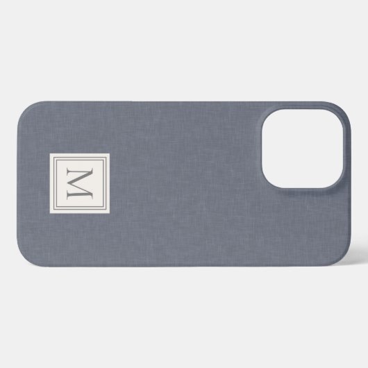 Elegantes Minimalistisches blaugraues Imitat Linen iPhone Hülle (Rückseite (Horizontal))