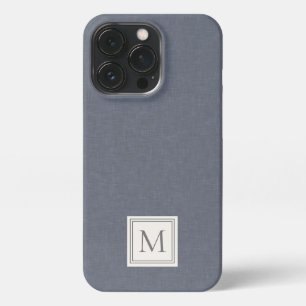 Elegantes Minimalistisches blaugraues Imitat Linen iPhone 13 Pro Hülle