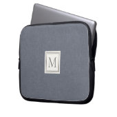 Elegantes Minimalistisches blaugraues Imitat Linen Laptopschutzhülle (Vorderseite Links)