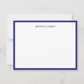 Elegantes Minimalistisches Blue Name Border Flat Mitteilungskarte (Vorderseite)