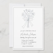 Elegantes Minimalistisches Blume- und Bow-Brautpar Einladung (Vorderseite)