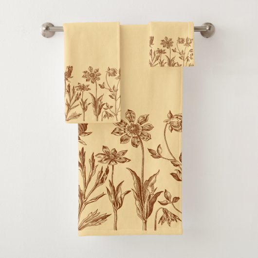 Elegantes Minimalistisches Blumendesign mit Monogr Badhandtuch Set (Insitu)