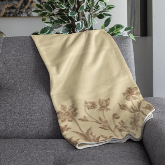 Elegantes Minimalistisches Blumendesign mit Monogr Fleecedecke
