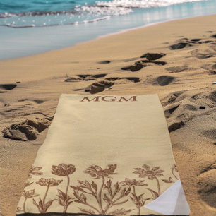 Elegantes Minimalistisches Blumendesign mit Monogr Strandtuch