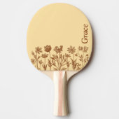 Elegantes Minimalistisches Blumendesign mit Monogr Tischtennis Schläger (Vorderseite)