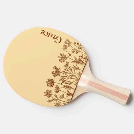 Elegantes Minimalistisches Blumendesign mit Monogr Tischtennis Schläger (Seitenansicht)