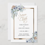 Elegantes Minimalistisches Blumengold Save the Dat Date (Vorderseite)