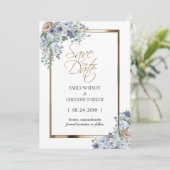 Elegantes Minimalistisches Blumengold Save the Dat Save The Date (Stehend Vorderseite)