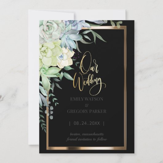 Elegantes Minimalistisches Blumengold Save The Date (Vorderseite)