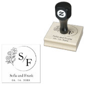 Elegantes Minimalistisches Blumenmongramm Gummistempel (Stempel)