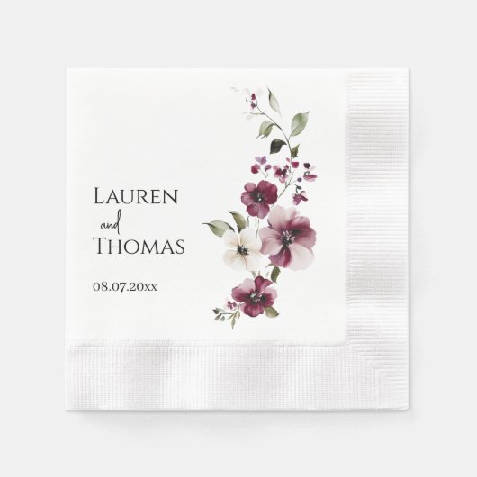 Elegantes Minimalistisches Blumenpapier Napkin Serviette (Vorderseite)