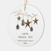 Elegantes Minimalistisches Boho Frohe Weihnachts-F Keramik Ornament (Links)