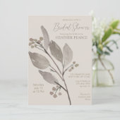 Elegantes Minimalistisches botanisches Brautparty Einladung (Stehend Vorderseite)