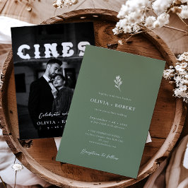 Elegantes Minimalistisches botanisches Foto Hochze Einladung