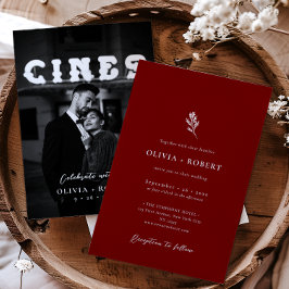 Elegantes Minimalistisches botanisches Foto Hochze Einladung