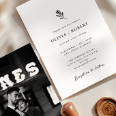 Elegantes Minimalistisches botanisches Foto Hochze Einladung