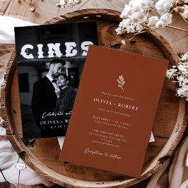 Elegantes Minimalistisches botanisches Foto Hochze Einladung