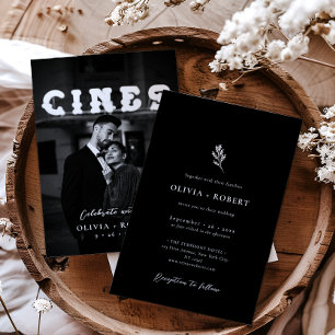 Elegantes Minimalistisches botanisches Foto Hochze Einladung