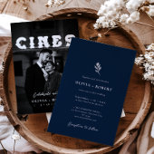 Elegantes Minimalistisches botanisches Foto Hochze Einladung