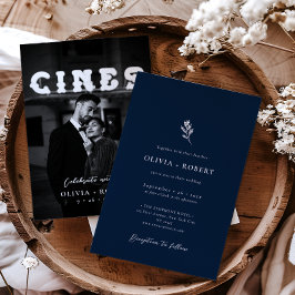 Elegantes Minimalistisches botanisches Foto Hochze Einladung