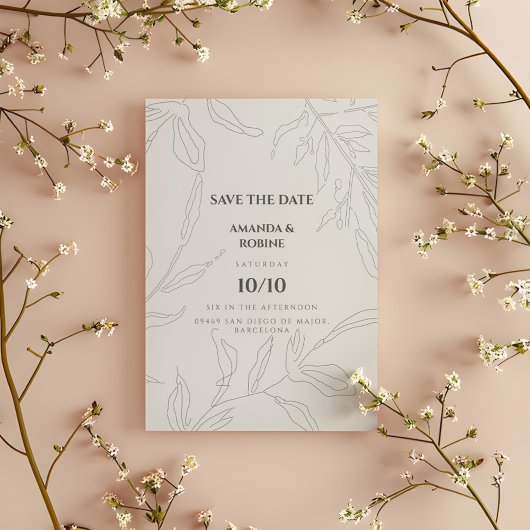 Elegantes Minimalistisches botanisches Save the Da Save The Date