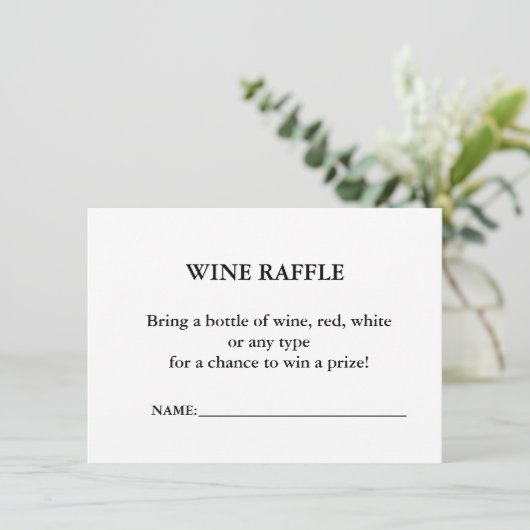 Elegantes Minimalistisches Brautparty Raffle Einladung (Stehend Vorderseite)