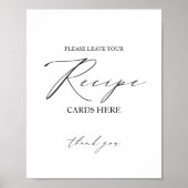 Elegantes Minimalistisches Brautparty Rezept Karte Poster (Vorne)