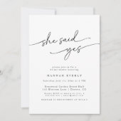 Elegantes Minimalistisches Brautparty "She Said Ye Einladung (Vorderseite)